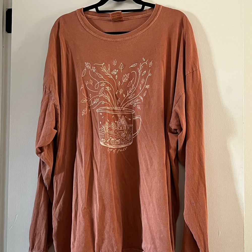Plus size long sleeve fall graphic tee - 3x